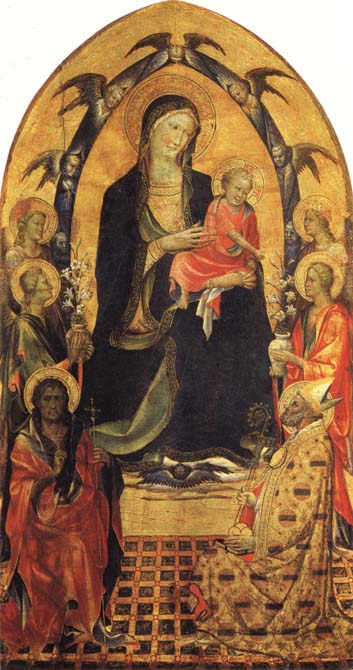 Gherardo Starnina Madonna and Child with SS.John the Baptist and Nicholas and Four Angels